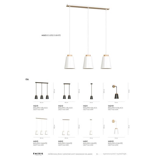 Emibig Emibig Kaarina 2L black pendant lamp with wood 2x E27 - Perfect lighting for any space