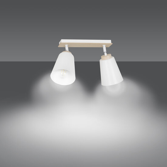Emibig Emibig Salo 2L lampe de plafond blanche et bois 2x E27 - Éclairage idéal pour chaque pièce