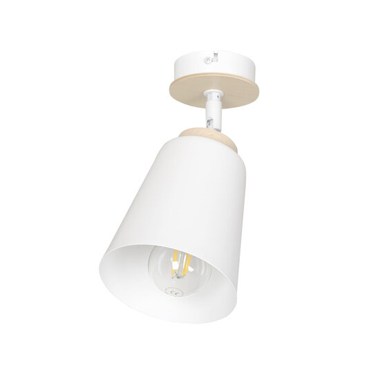 Emibig Emibig Salo lámpara de techo blanca y madera 1x E27 - Iluminación ideal para cualquier habitación