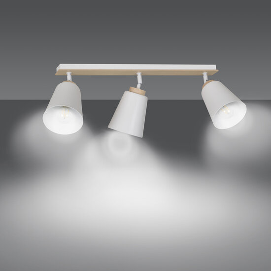 Emibig Emibig Salo 3L lámpara de techo blanca y madera 3x E27 - Iluminación ideal para cualquier espacio