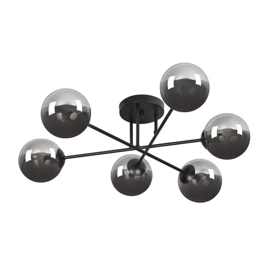 Emibig Emibig Kangasala round playful 6L ceiling lamp black with smoked glass bulbs E14 - Perfect for creating a cozy atmosphere in any room