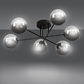 Emibig Emibig Kangasala lámpara de techo redonda juguetona 6L negra con bombillas de vidrio ahumado E14 - Perfecta para crear un ambiente acogedor en cualquier habitación