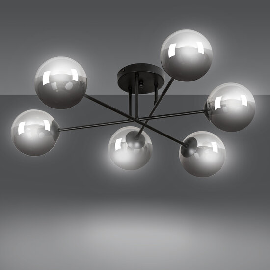 Emibig Emibig Kangasala round playful 6L ceiling lamp black with smoked glass bulbs E14 - Perfect for creating a cozy atmosphere in any room