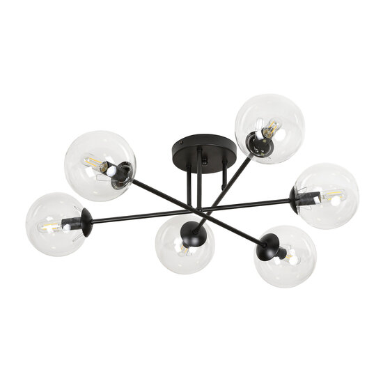Emibig Emibig Kangasala runde coole 6L Deckenleuchte schwarz mit transparenten Glasbirnen E14 - Ideale Beleuchtung für moderne Innenräume