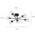 Emibig Emibig Kangasala round cool 6L ceiling lamp black with transparent glass bulbs E14 - Ideal lighting for modern interiors