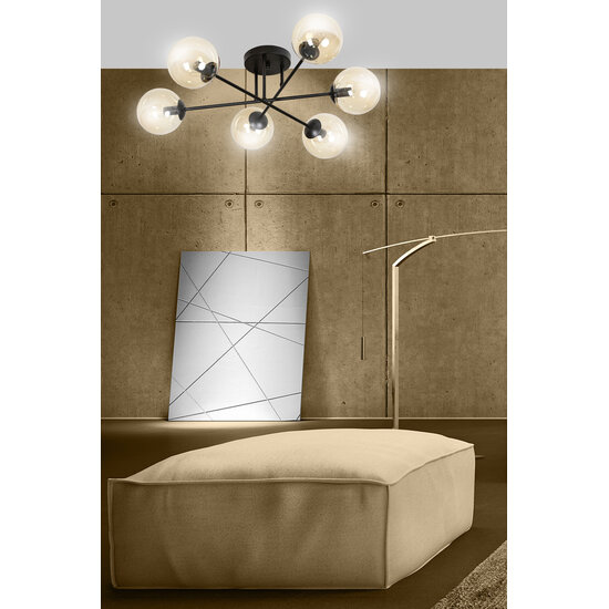Emibig Emibig Kangasala lámpara de techo redonda especial 6L negra con bombillas ámbar E14 - Iluminación ideal para tu dormitorio
