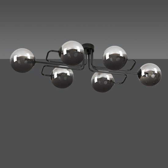 Emibig Emibig Kangasala playful 6L ceiling lamp black with smoked glass bulbs E14 - Illuminate your space with style and warmth