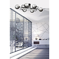 Emibig Emibig Kangasala speelse 6L plafondlamp zwart met gerookte glas bollen E14 - Creëer een sfeervolle ambiance in uw huis
