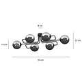 Emibig Emibig Kangasala playful 6L ceiling lamp black with smoked glass bulbs E14 - Illuminate your space with style and warmth