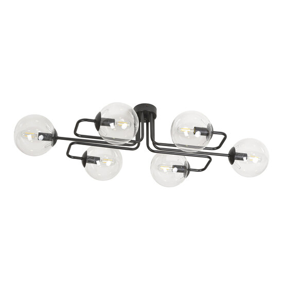 Emibig Emibig Kangasala cool 6L ceiling lamp black with transparent glass bulbs E14 - Ideal lighting for any room