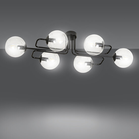 Emibig Emibig Kangasala cool 6L ceiling lamp black with transparent glass bulbs E14 - Ideal lighting for any room
