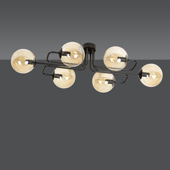 Emibig Emibig Kangasala spéciale 6L lampe de plafond noire avec ampoules ambre E14 - Créez une atmosphère chaleureuse dans votre intérieur
