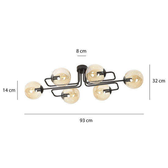 Emibig Emibig Kangasala special 6L ceiling lamp black with amber bulbs E14 - Create a warm atmosphere in your home