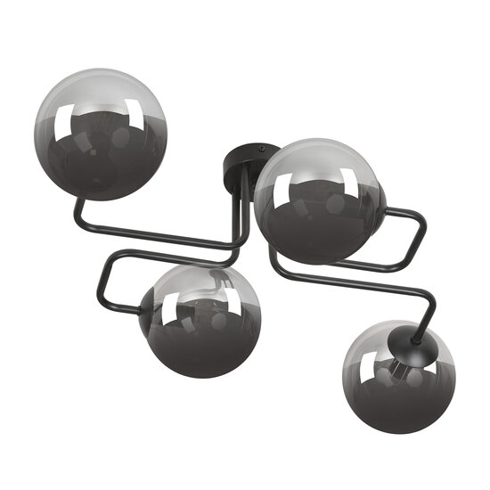 Emibig Emibig Kangasala playful 4L ceiling lamp black with smoked glass bulbs E14 - Ideal lighting for any space