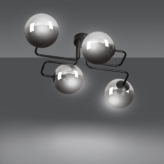 Emibig Emibig Kangasala playful 4L ceiling lamp black with smoked glass bulbs E14 - Ideal lighting for any space