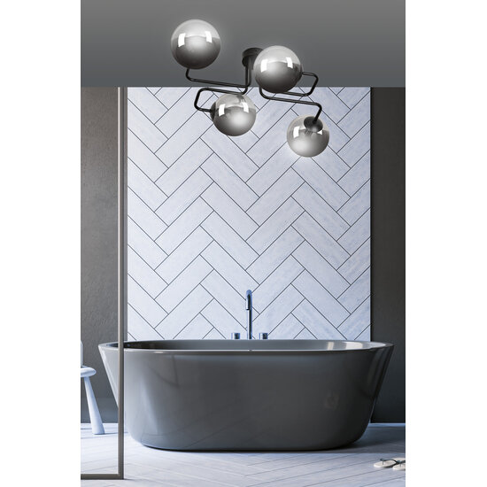 Emibig Emibig Kangasala speelse 4L plafondlamp zwart met gerookte glas bollen E14 - Perfecte verlichting voor elke ruimte