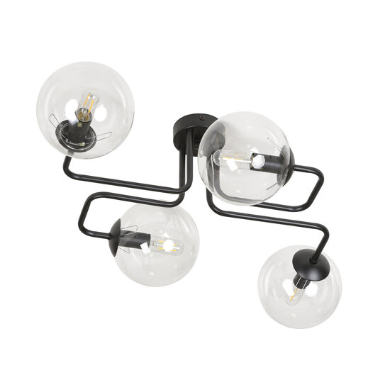 Emibig Emibig Kangasala coole 4L Deckenleuchte schwarz mit transparenten Glasbirnen E14 - Stilvolle Beleuchtung für jeden Raum