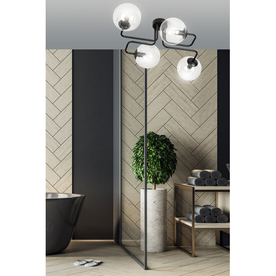Emibig Emibig Kangasala cool 4L lámpara de techo negra con bombillas de vidrio transparente E14 - Iluminación elegante para cualquier espacio