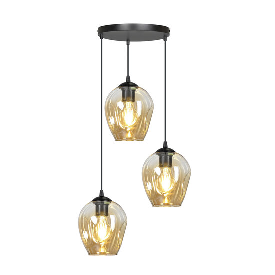 Emibig Emibig Lámpara colgante redonda 3L de vidrio ámbar 3x E27 - Ideal para crear un ambiente cálido en cualquier habitación