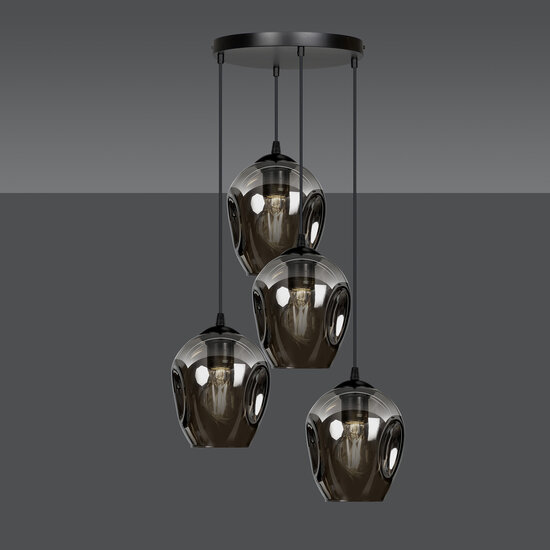 Emibig Emibig Nokia lampe suspendue ronde 4L en verre fumé 4x E27 - Idéale pour une ambiance élégante