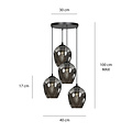 Emibig Emibig Lámpara colgante redonda 4L de vidrio ahumado 4x E27 - Perfecta para crear una atmósfera elegante