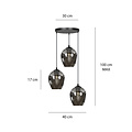 Emibig Emibig lámpara colgante redonda 3L de vidrio ahumado 3x E27 - Ideal para crear un ambiente acogedor