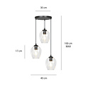 Emibig Emibig Nokia ronde 3L transparant glas hanglamp 3x E27 - Perfecte verlichting voor elke ruimte