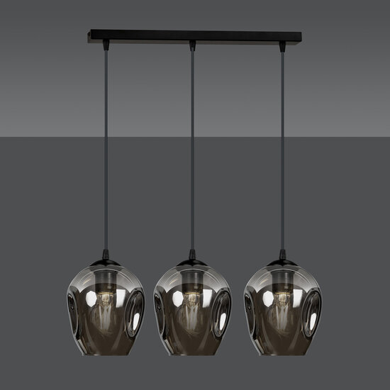 Emibig Emibig Nokia long 3L smoked glass hanging lamp 3x E27 - Ideal lighting for modern interiors