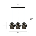 Emibig Emibig Nokia long 3L smoked glass hanging lamp 3x E27 - Ideal lighting for modern interiors