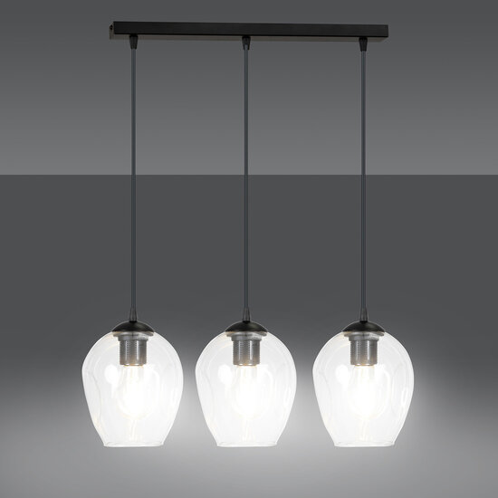 Emibig Emibig Nokia longue 3L lampe suspendue en verre transparent 3x E27 - Éclairage idéal pour chaque espace