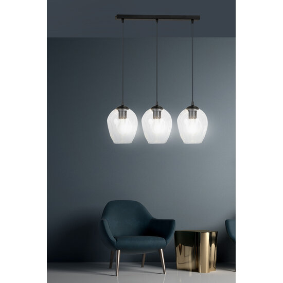 Emibig Emibig Nokia longue 3L lampe suspendue en verre transparent 3x E27 - Éclairage idéal pour chaque espace