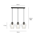 Emibig Emibig Nokia longue 3L lampe suspendue en verre transparent 3x E27 - Éclairage idéal pour chaque espace