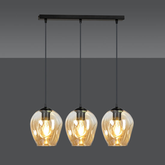 Emibig Emibig Nokia long 3L lampe suspendue en verre ambre 3x E27 - Idéale pour créer une atmosphère chaleureuse
