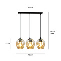 Emibig Emibig Nokia long 3L amber glass hanging lamp 3x E27 - Ideal for creating a warm atmosphere