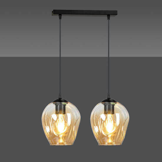 Emibig Emibig Nokia lámpara colgante simple de vidrio ámbar doble E27 - Ideal para crear una atmósfera cálida en cualquier habitación