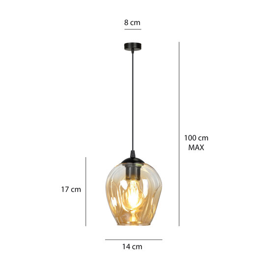 Emibig Emibig Nokia amber glas enkele pendellamp E27 - Creëer een sfeervolle ambiance in uw huis