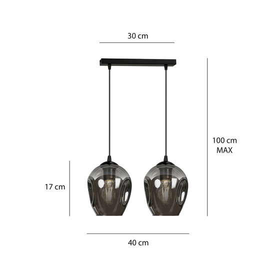 Emibig Emibig Nokia lampe pendante simple en verre fumé double E27 - Créez une ambiance chaleureuse dans votre maison