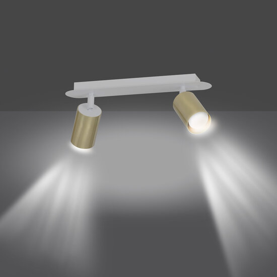 Emibig Emibig Kokkola 2L wit en gouden plafondlamp 2x GU10 richtbaar - Perfect voor moderne interieurs