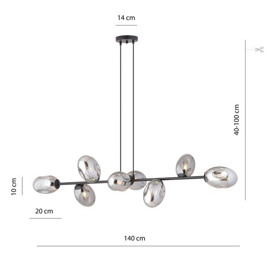 Emibig Emibig PANDORA 8 BL GRAFIT - Lampe suspendue moderne pour un éclairage élégant