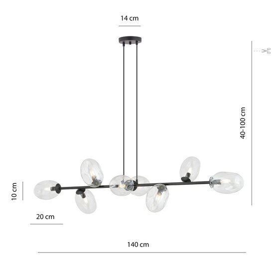 Emibig Emibig PANDORA 8 BL TRANSPARENT - Modern pendant lamp for stylish lighting