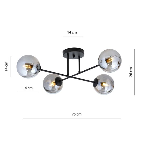 Emibig Emibig ROMA 4 BL GRAFIT - Lámpara de techo moderna para una iluminación elegante