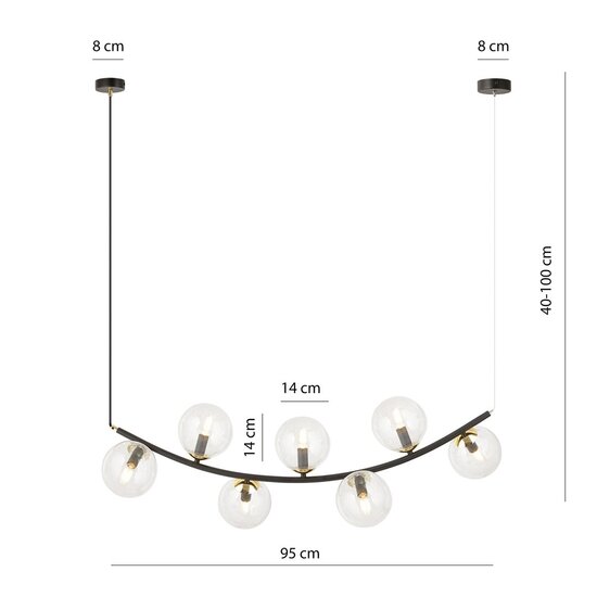 Emibig Emibig RITZ 7 BL TRANSPARENT - Lámpara colgante retro para una iluminación elegante