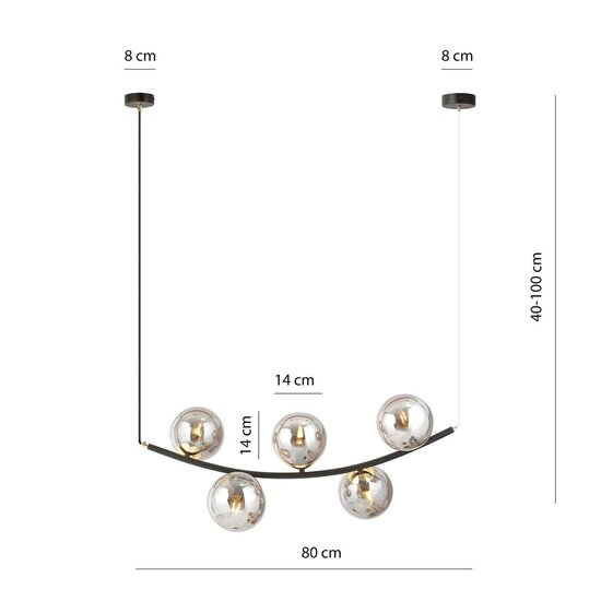 Emibig Emibig RITZ 5 BL GRAFIT - Lámpara colgante retro para una iluminación acogedora