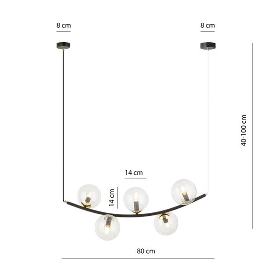 Emibig Emibig RITZ 5 BL TRANSPARENT - Retro Pendelleuchte für eine gemütliche Atmosphäre