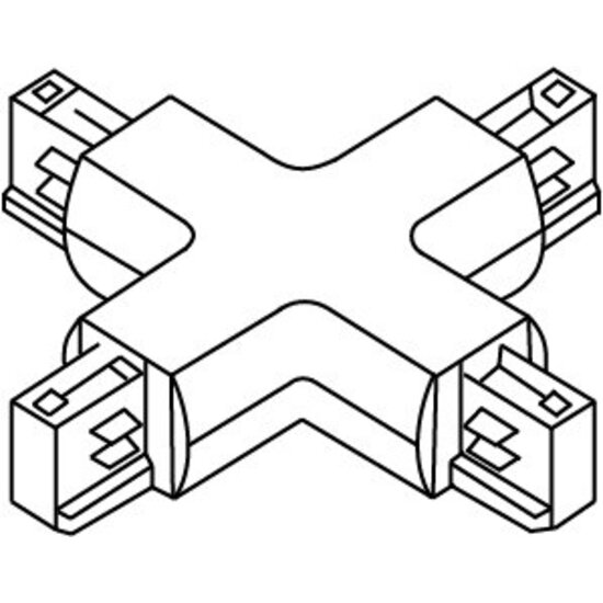 Fantasia TRACK connecteur X 3 phases noir - jonction en croix pour systèmes de rail triphasé, extensible dans plusieurs directions