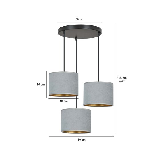 Emibig Emibig HILDE 3 BL PREMIUM GRAY - Lámpara colgante minimalista para cualquier espacio