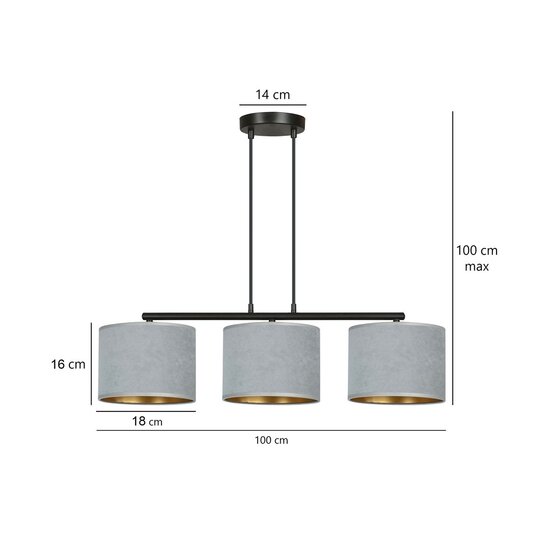 Emibig Emibig HILDE 3 BL GRAY - Minimalistische Pendelleuchte für jeden Raum