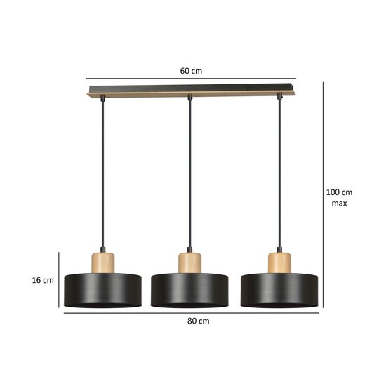 Emibig Emibig TORIN 3 BLACK - Lampe suspendue scandinave élégante pour tous les espaces