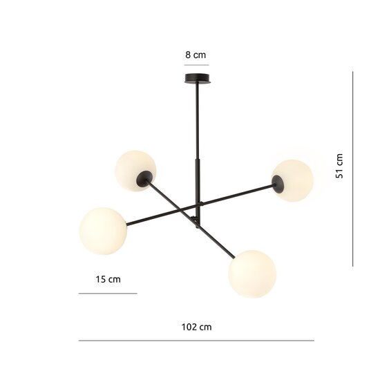 Emibig Emibig LINEAR 4 BLACK/OPAL - Moderne Pendelleuchte für jeden Raum
