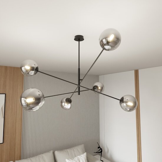 Emibig LINEAR 6 BLACK/GRAFIT - Lámpara colgante moderna para una iluminación elegante